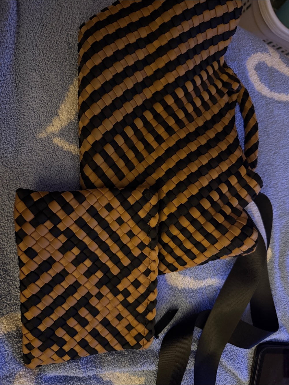 Naghedi St Barry’s small tote Raveena. Black and Brown Woven Shoulder Bag Set